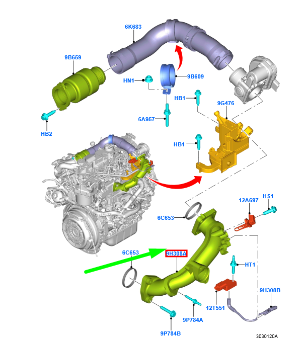 new ford tourneo courier throttle to intake manifold tube 1732731 original