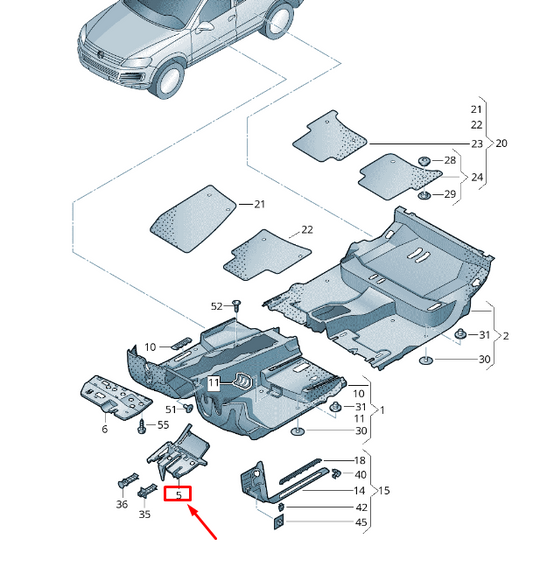 new vw touareg 7p mk2 under dashboard left cover rhd 7p28630819b9 original