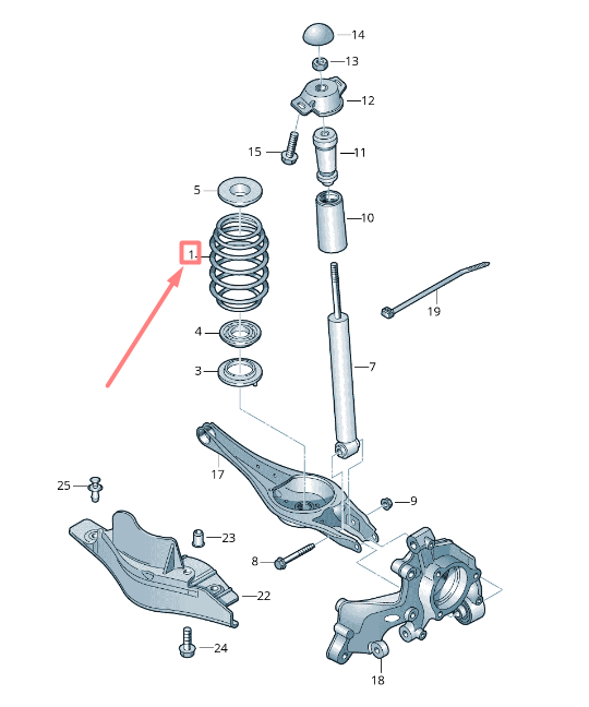 new volkswagen tiguan ad mk2 rear axle coil spring 5qf511115cf original