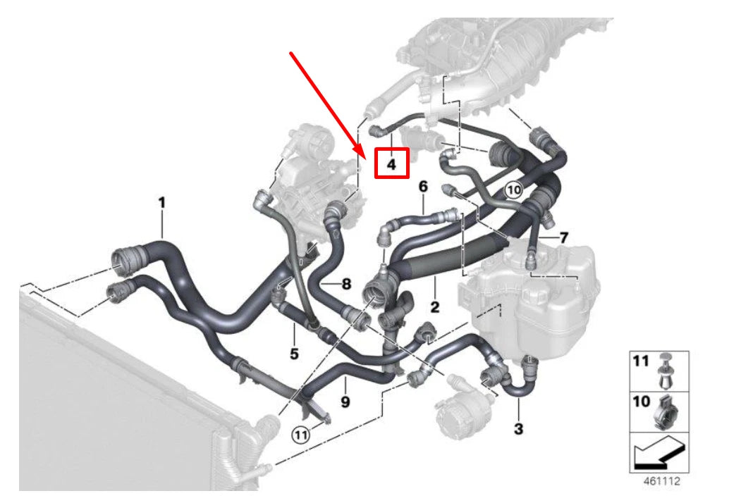 NEW BMW 3 F30, F80 CYLINDER HEAD EXPANSION TANK HOSE 17129845173 9845173