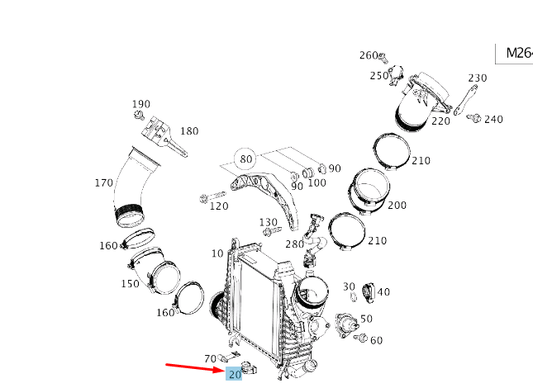 new mb cls c257 charge air cooler bearing moulded part a2760980130 original