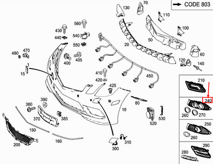 NEW MERCEDES-BENZ E COUPE C207 FRONT RH LOWER BUMPER COVER A2078850653 ORIGINAL