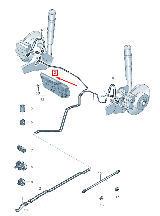 new vw tiguan ad brake line from connect piece to brake hose 5qf614742c original