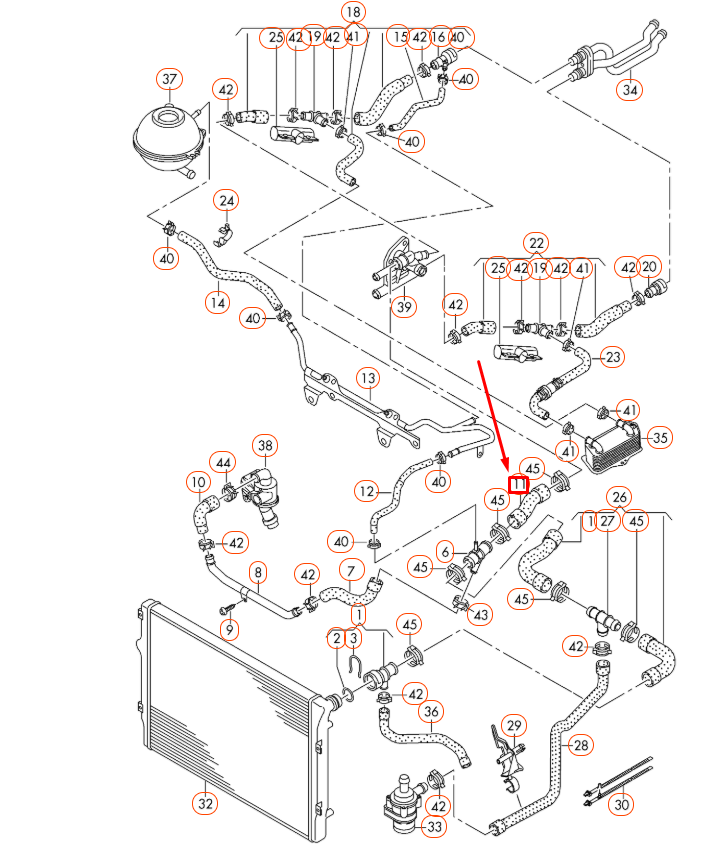 NEW AUDI A3 8P ENGINE COOLANT HOSE 06F121101 ORIGINAL