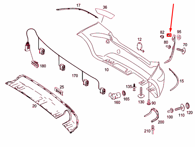 NEW MERCEDES-BENZ A W169 REAR BUMPER RIGHT RAIL A1698851221 ORIGINAL