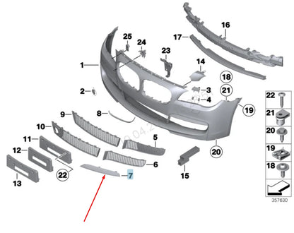 NEW BMW 7 F01 FRONT M BUMPER RIGHT MOLDING TRIM CHROME 51118047728 2015 ORIGINAL