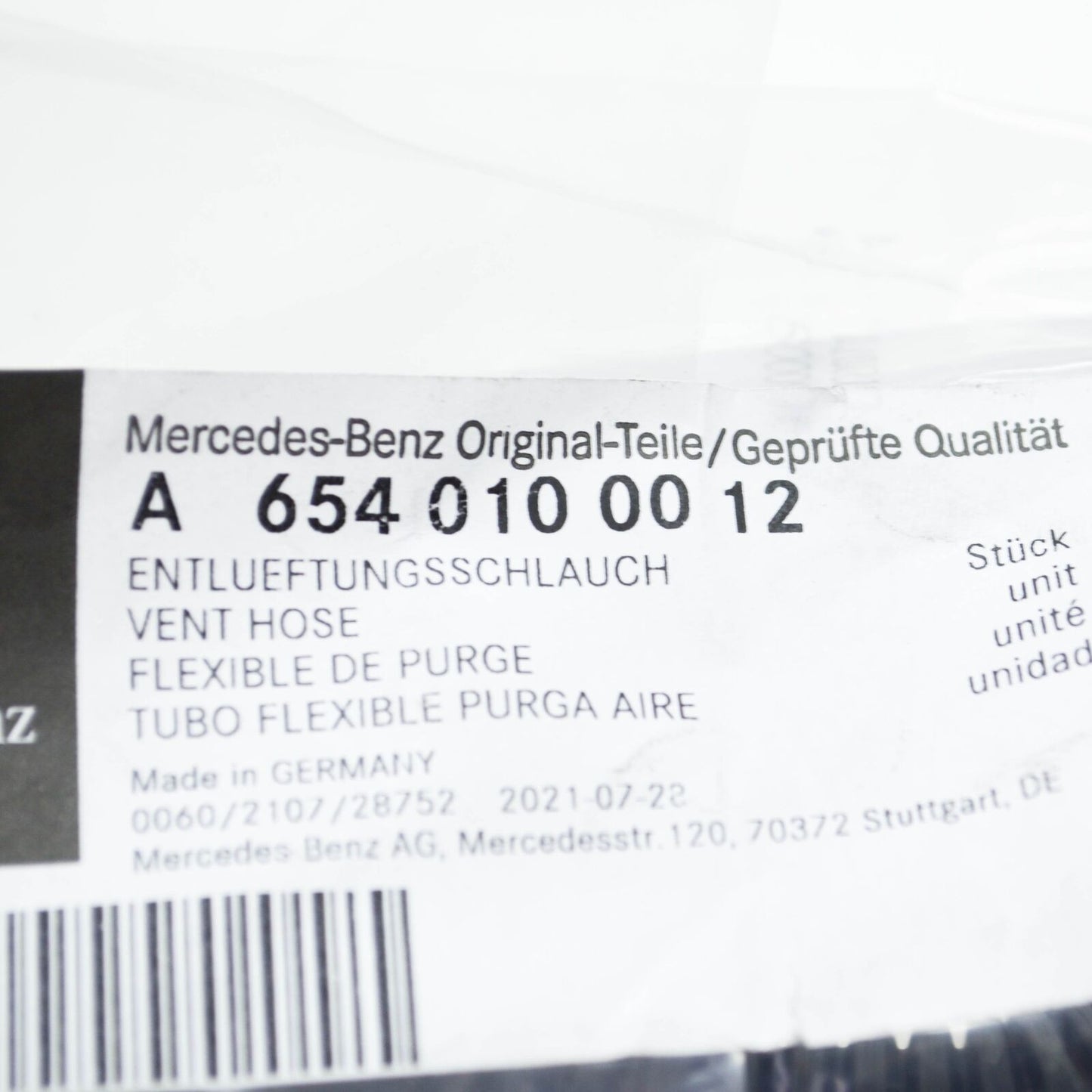 NEW MERCEDES-BENZ A W177 ENGINE VENT HOSE PIPE A6540100012 ORIGINAL