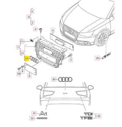 NEW AUDI A1 8X FRONT BUMPER RADIATOR GRILLE EMBLEM 8X0853605