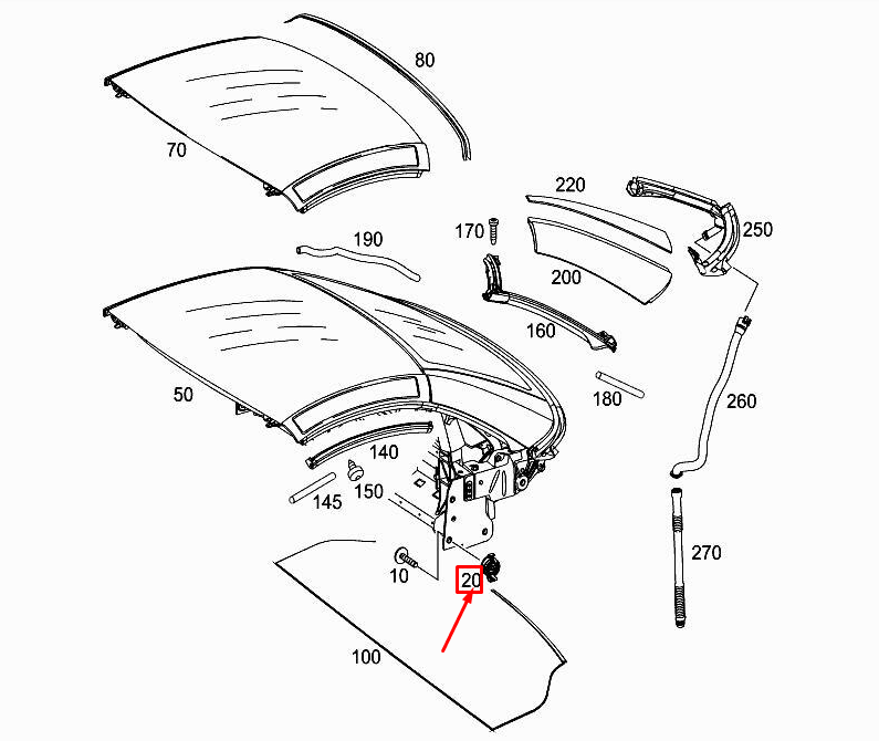 new mercedes-benz slk r172 right b pillar tolerance ring a1727740000 original