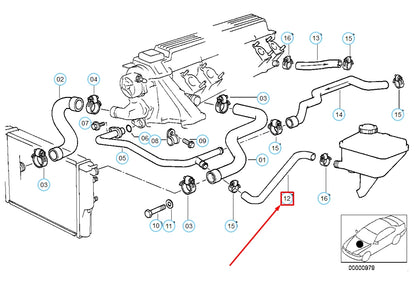 NEW BMW 5 E39 COOLING SYSTEM WATER HOSE 11532246001 ORIGINAL