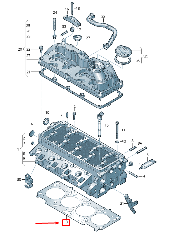 new audi tt 8j cylinder head gasket 03l103383dc original