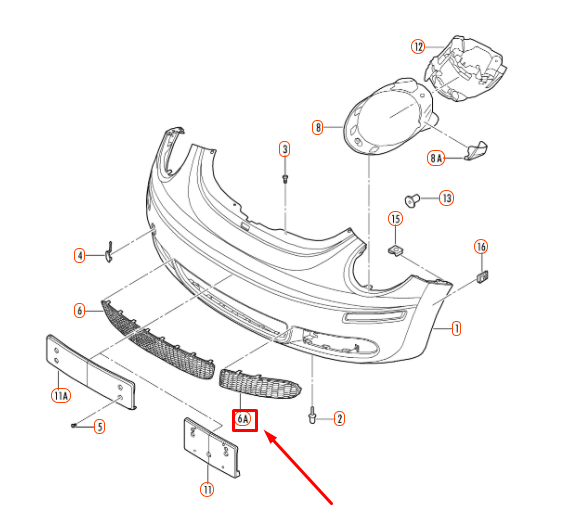 NEW VW BEETLE 9C FRONT BUMPER LEFT AIR GUIDE GRILLE 1C0807683J01C ORIGINAL