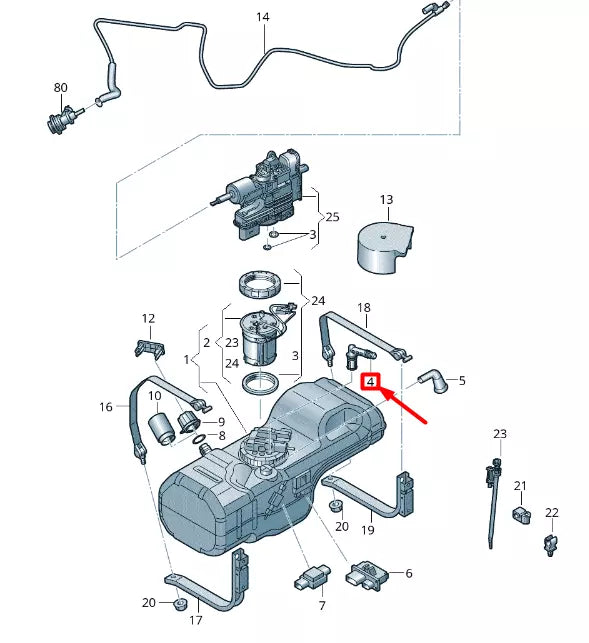 NEW VW CRAFTER 2F MK1 REDUCTION AGENT TANK VENTILATION UNION 2E0201485