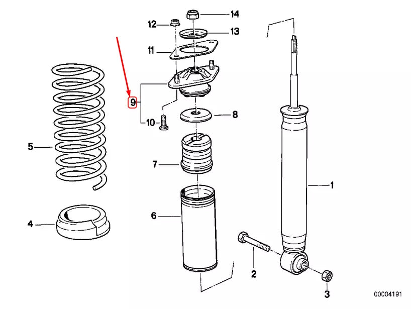 NEW BMW 8 E31 REAR SPRING STRUT GUIDE SUPPORT 33521091605