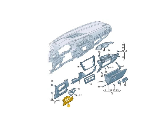 NEW VOLKSWAGEN TIGUAN AD FRONT DASH STOWAGE COMPARTMENT RHD 5NC85791982V