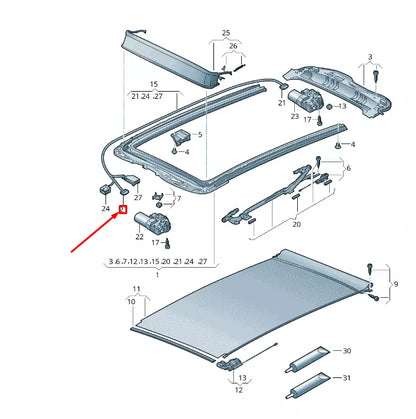 NEW VW TOUAREG 7P PANORAMA SUNROOF FLAT CONTACT HOUSING 10 PIN 3C0972725
