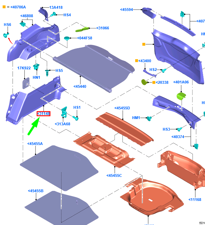 new ford grand c-max mk2 right side trunk trim panel 1902206 original