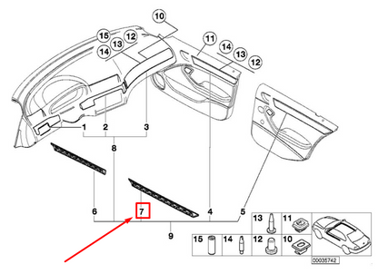 new bmw 3 e46 rear left door decorative strip 8235231 51428235231 original