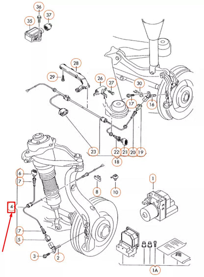 NEW AUDI A8 D3 FRONT SPEED SENSOR WIRING HARNESS 4E0927904B
