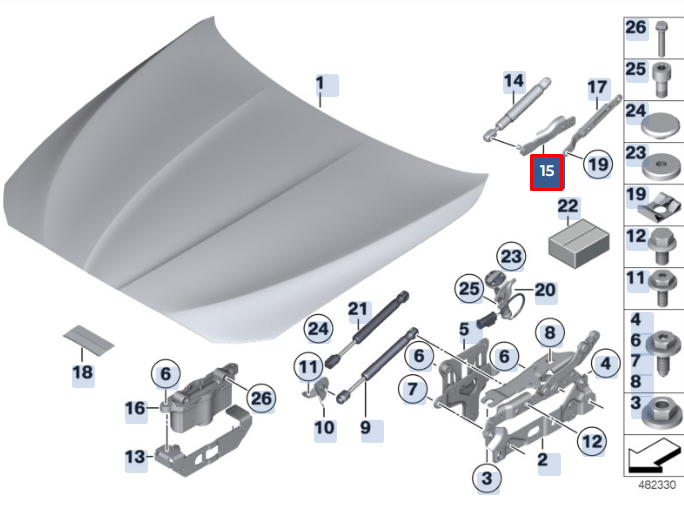 new bmw 5 f10 front right bonnet hood hinge 51237201276 original