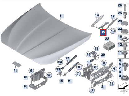 new bmw 5 f10 front right bonnet hood hinge 51237201276 original