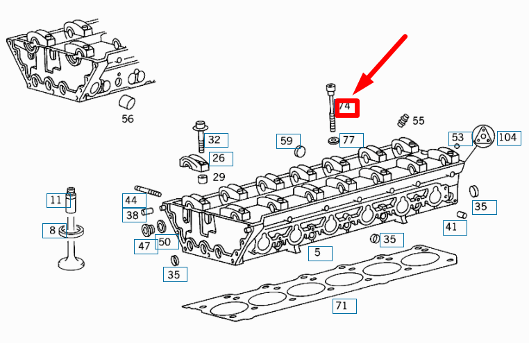 NEW MERCEDES-BENZ E W210 CYLINDER HEAD BOLT A1049900012 ORIGINAL