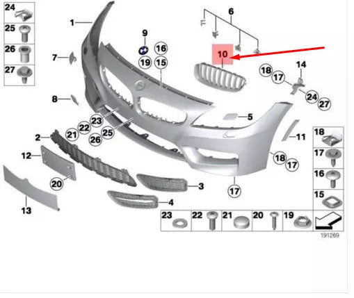 NEW BMW Z4 ROADSTER E89 FRONT RIGHT RADIATOR KIDNEY GRILLE 51137191510 ORIGINAL