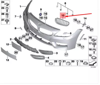 NEW BMW Z4 ROADSTER E89 FRONT RIGHT RADIATOR KIDNEY GRILLE 51137191510 ORIGINAL