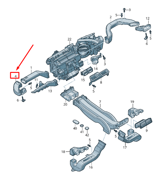 new audi q7 4m hvac duct adapter lhd 4m1819655d original
