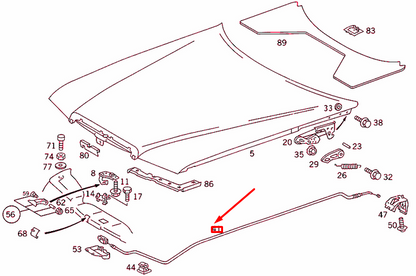 NEW MERCEDES-BENZ E W124 ENGINE HOOD RELEASE CABLE LHD A1248800059 ORIGINAL