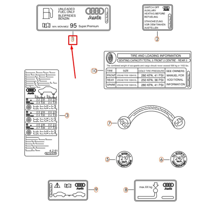 NEW AUDI A4 B8 FUEL STICKER LABEL 8K0010508AE ORIGINAL