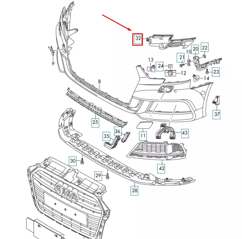 NEW AUDI A3 8V FRONT BUMPER LEFT CLOSING ELEMENT 8V3807319