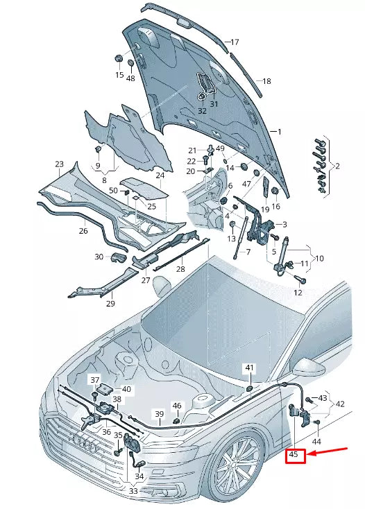 NEW AUDI A8 4N LID LOCK CABLE GRIP 4N1823533C2NJ