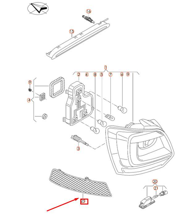 new vw polo mk5 6r rear left bumper reflector 6r0945105d original