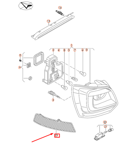 new vw polo mk5 6r rear left bumper reflector 6r0945105d original