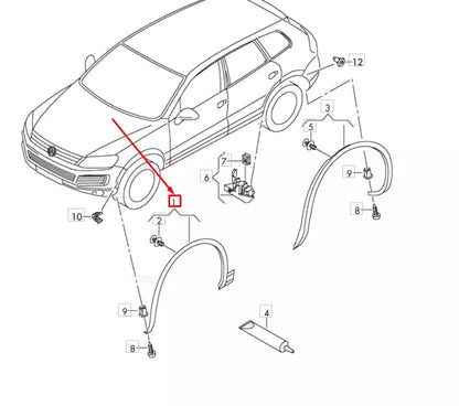 NEW VW TOUAREG 7P FRONT LEFT FENDER WHEEL COVER MOLDING 7P6853717GGRU ORIGINAL