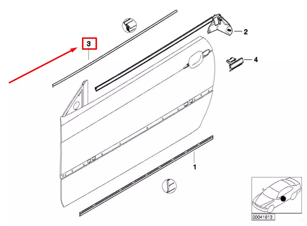 NEW BMW 3 E46 FRONT RIGHT OUTER WEATHERSTRIP 51327890454 7890454 ORIGINAL