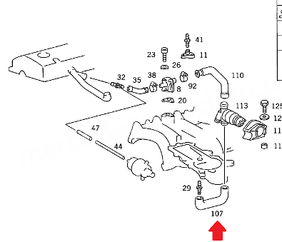 NEW MERCEDS BENZ 190 W201 CRANKCASE BREATHER HOSE A1020944882 ORIGINAL