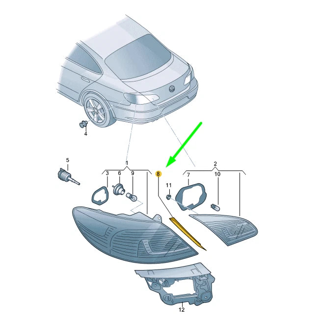 NEW VOLKSWAGEN CC REAR LEFT OUTER TAIL LIGHT TRIM 3C8945427D ORIGINAL
