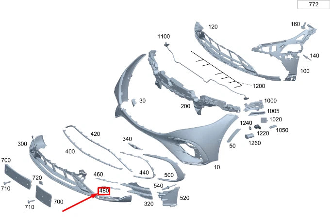 NEW MERCEDES-BENZ EQS V297 FRONT LEFT LOWER BUMPER TRIM A2978858103 ORIGINAL