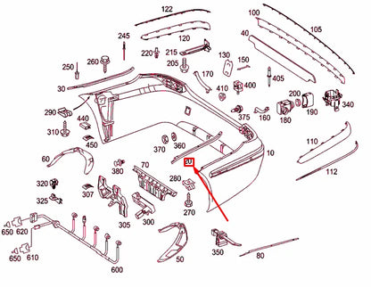NEW MERCEDES-BENZ E W211 REAR BUMPER LEFT MOUNTING RAIL A2118851921 ORIGINAL