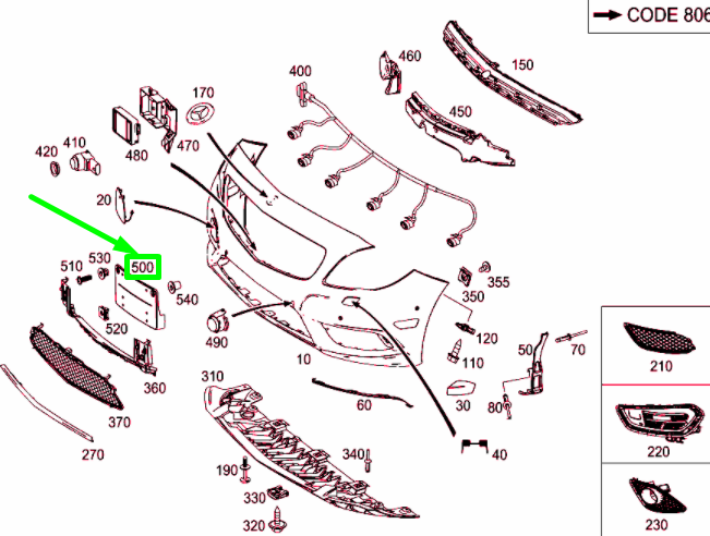 new mercedes-benz cla c117 front licence plate molding a1178850781 original