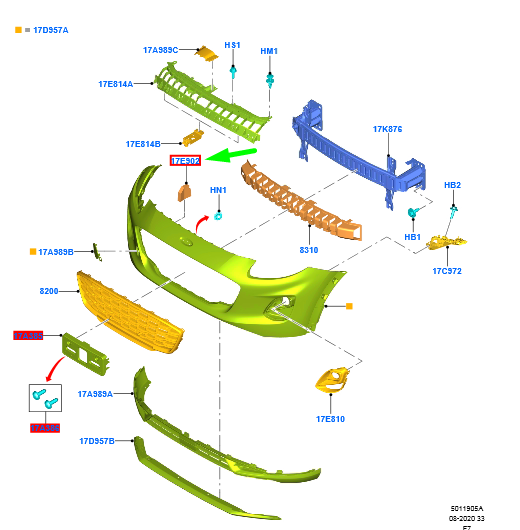 new ford puma mk2 front bumper seal 2420295 l1tb-17c948-a1b original