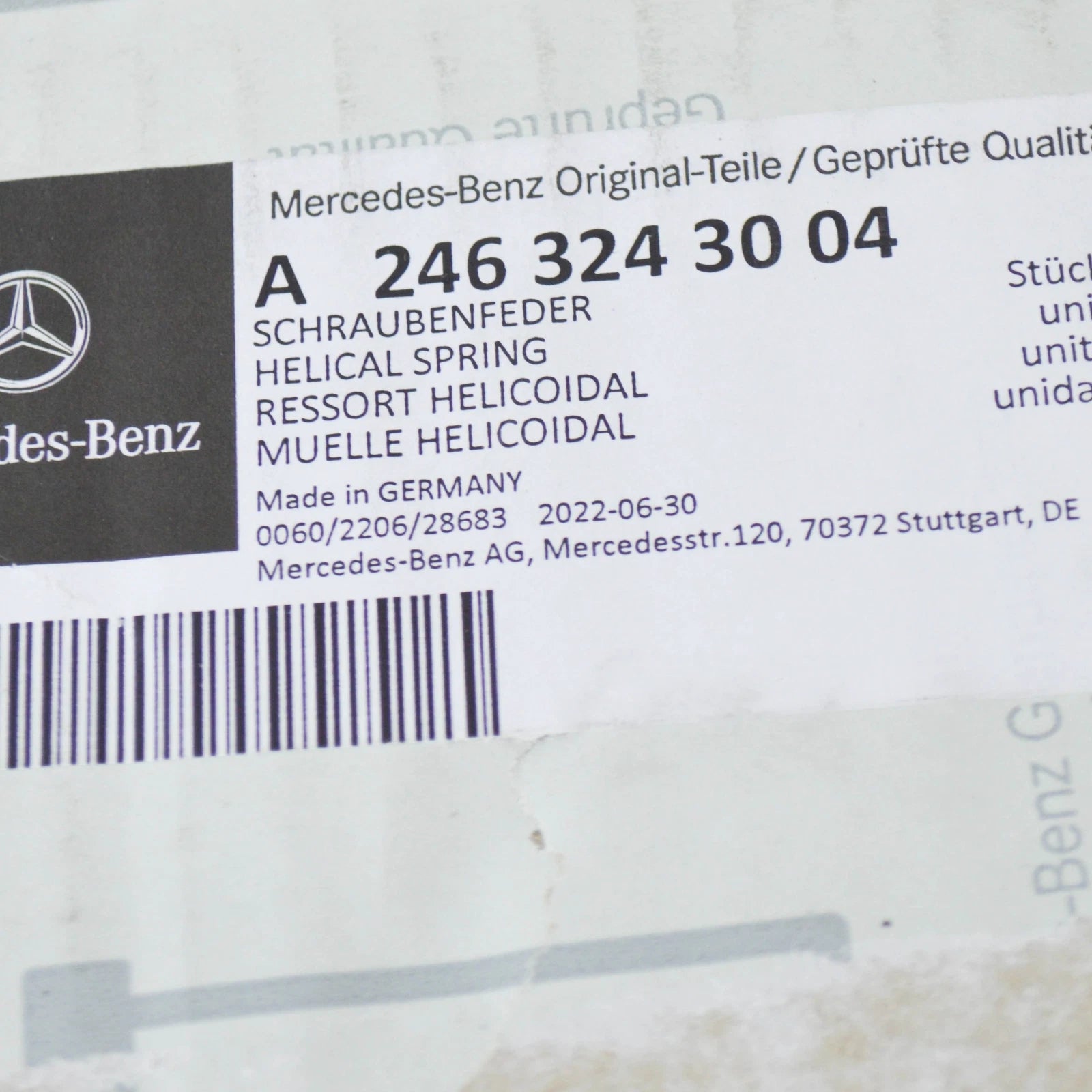 NEW MERCEDES-BENZ B W246 REAR HELICAL COIL SPRING A2463243004 ORIGINAL