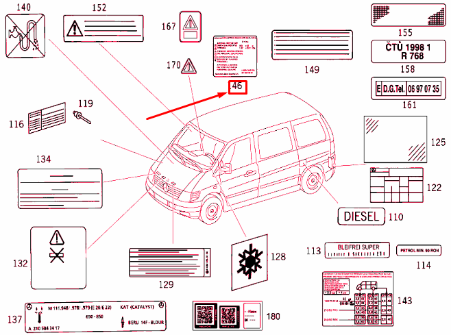 new mercedes-benz vito 638 air conditioner guide sign a6388170620 original