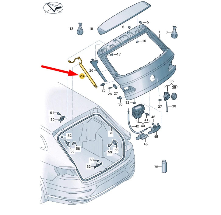 NEW VOLKSWAGEN ARTEON 3H7 REAR LID LEFT DRIVE UNIT 3G7827851A ORIGINAL