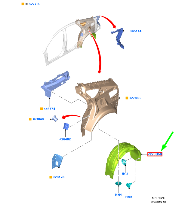 new ford mondeo mk5 rear left wheel housing liner 1862090 original