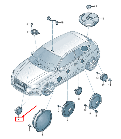 NEW AUDI Q2 GA FRONT DOOR TREBLE SPEAKER 8V0035398A ORIGINAL