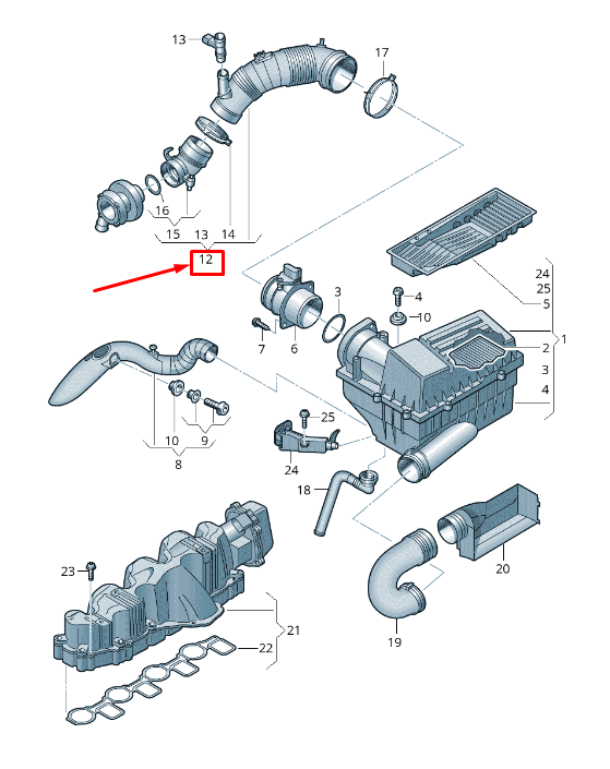 new audi a3 sportback 8p engine air intake hose 3c0129654aj original