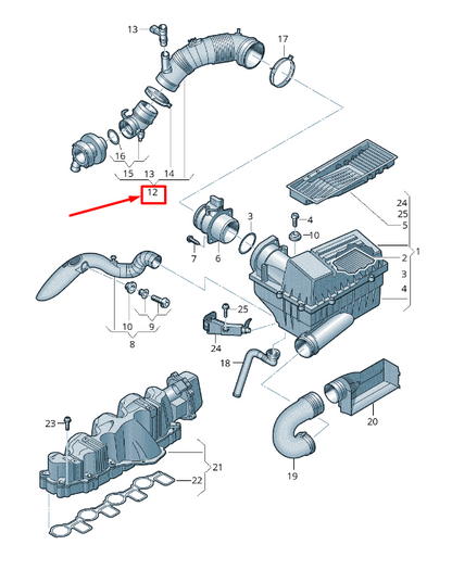 new audi a3 sportback 8p engine air intake hose 3c0129654aj original